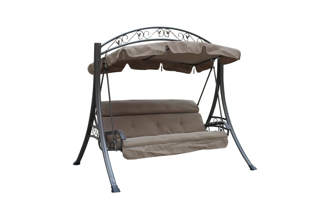 Best Choice Products Outdoor Hanging Curved Steel Chaise Lounge Chair Swing W/Built-in Pillow and Removable Canopy