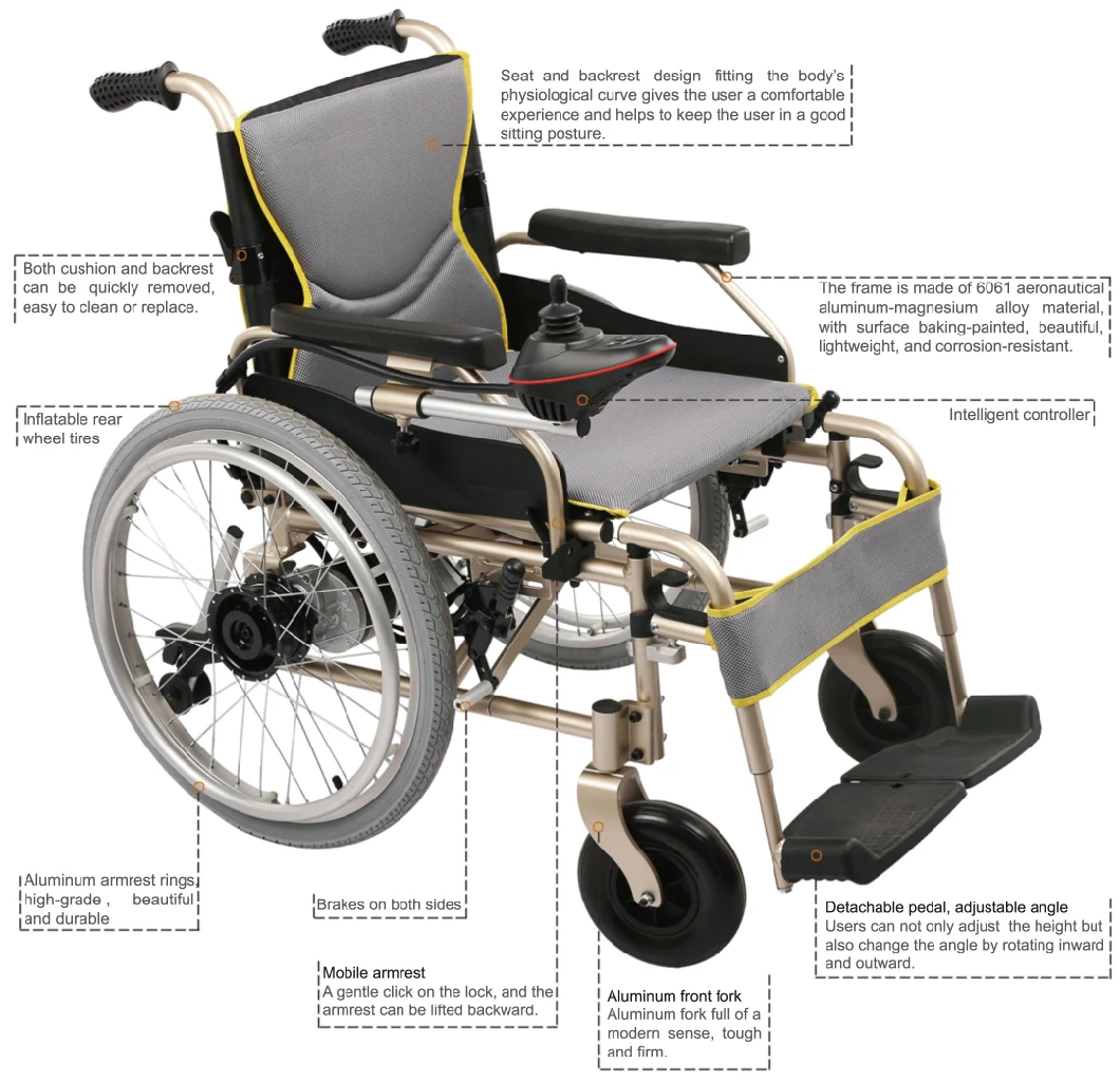 Electric Wheelchair Foldable and Lightweight Wheel Chair Portable Elderly Care Products Rolstoel Fauteuil Roulant