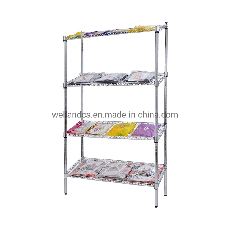 Showroom & Office Catalog Display Slanted 4 Tiers Chrome Metal Rack Shelf