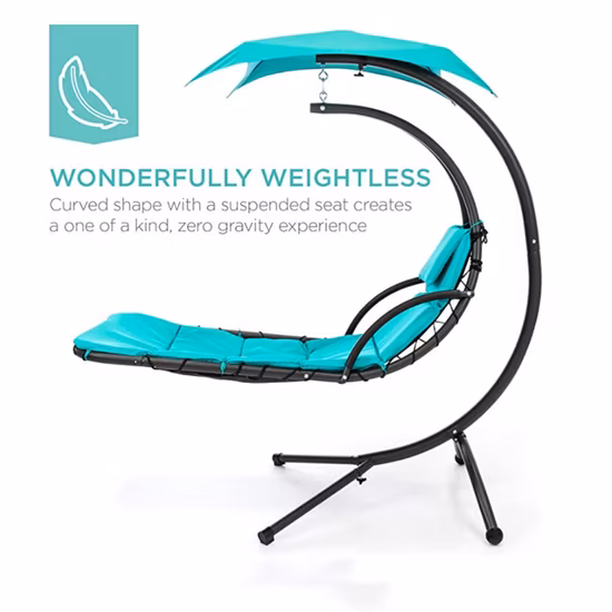 Columpio de sillón Chaise Lounge de acero curvo para colgar al aire libre
