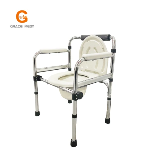 Silla de inodoro plegable de aluminio y plástico para ducha, higiene para ancianos con orinal