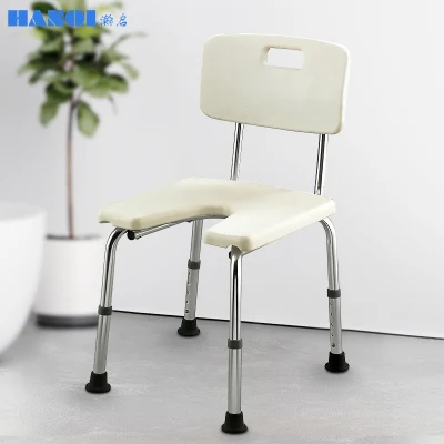 Silla de ducha con asiento para discapacitados antideslizante práctica de aleación de aluminio ligera y duradera Hanqi